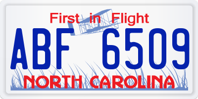 NC license plate ABF6509