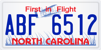 NC license plate ABF6512