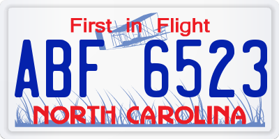 NC license plate ABF6523
