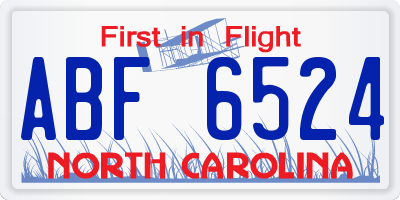 NC license plate ABF6524