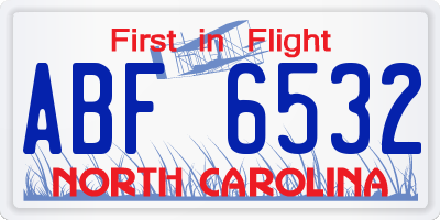 NC license plate ABF6532