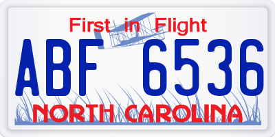 NC license plate ABF6536