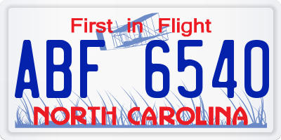NC license plate ABF6540