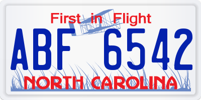 NC license plate ABF6542