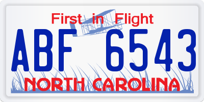 NC license plate ABF6543
