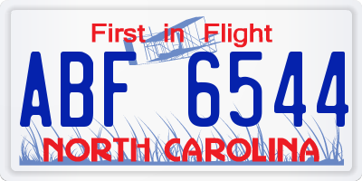 NC license plate ABF6544