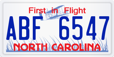 NC license plate ABF6547