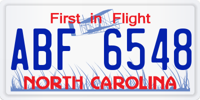 NC license plate ABF6548
