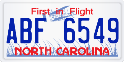 NC license plate ABF6549