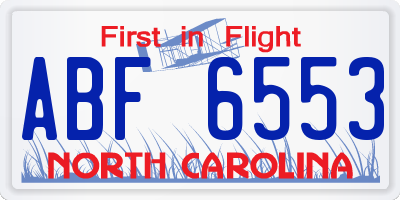 NC license plate ABF6553