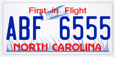NC license plate ABF6555