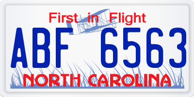 NC license plate ABF6563