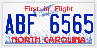 NC license plate ABF6565