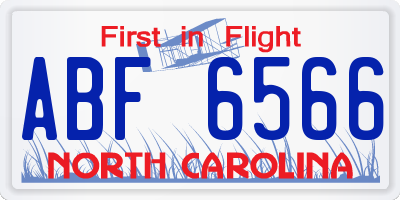 NC license plate ABF6566