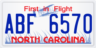 NC license plate ABF6570