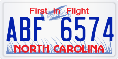 NC license plate ABF6574