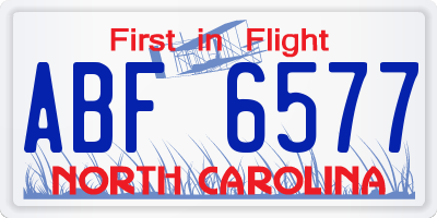 NC license plate ABF6577