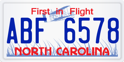 NC license plate ABF6578