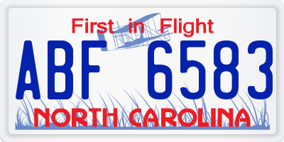 NC license plate ABF6583