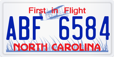 NC license plate ABF6584