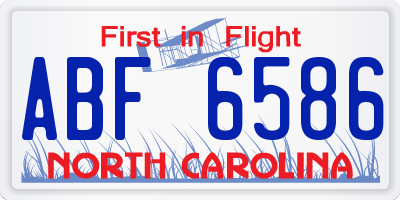 NC license plate ABF6586