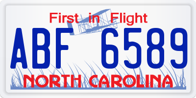 NC license plate ABF6589