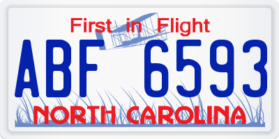 NC license plate ABF6593