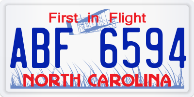 NC license plate ABF6594