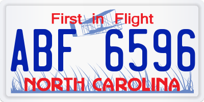 NC license plate ABF6596