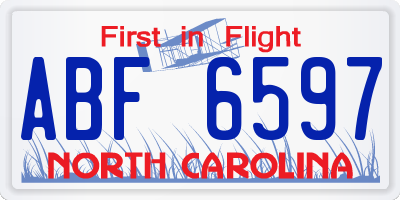 NC license plate ABF6597