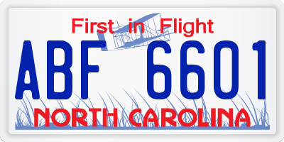 NC license plate ABF6601