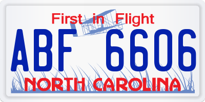 NC license plate ABF6606