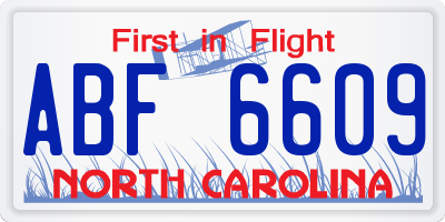 NC license plate ABF6609