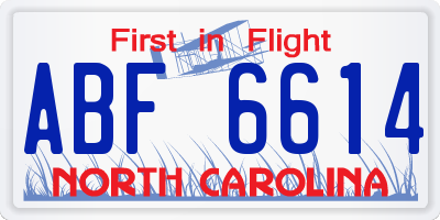 NC license plate ABF6614