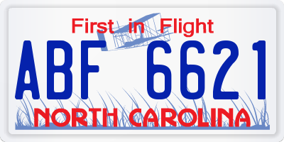 NC license plate ABF6621