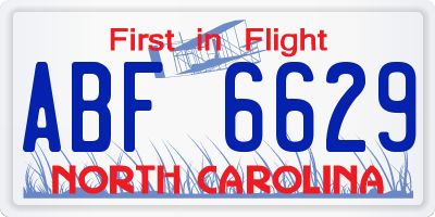 NC license plate ABF6629