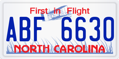 NC license plate ABF6630