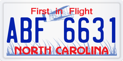 NC license plate ABF6631
