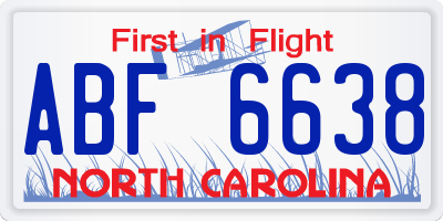 NC license plate ABF6638
