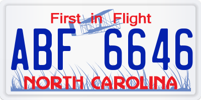 NC license plate ABF6646