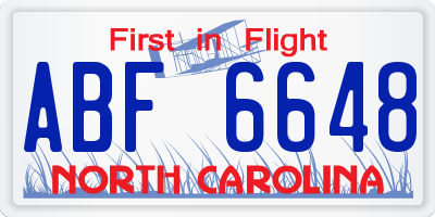 NC license plate ABF6648