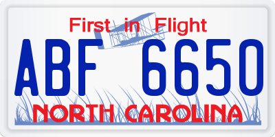 NC license plate ABF6650