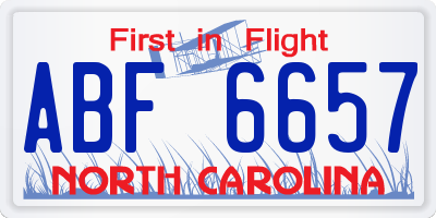 NC license plate ABF6657