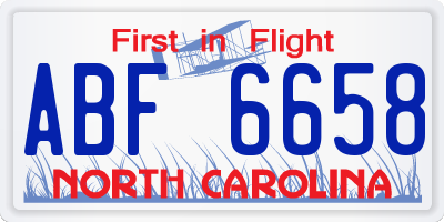 NC license plate ABF6658