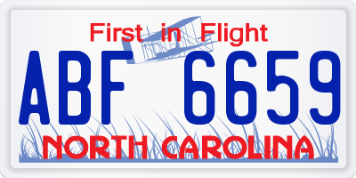 NC license plate ABF6659