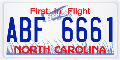 NC license plate ABF6661