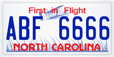 NC license plate ABF6666