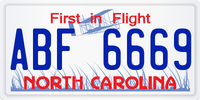 NC license plate ABF6669
