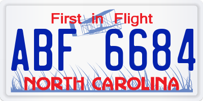 NC license plate ABF6684