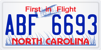 NC license plate ABF6693